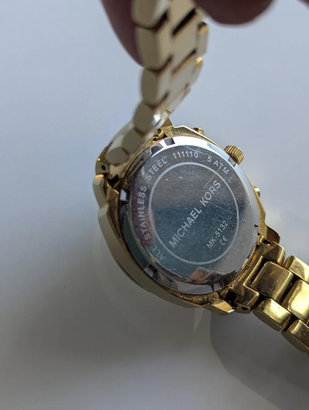 Michael Kors Gold Tone Chronograph Watch Crystal Dial Date Working Battery
